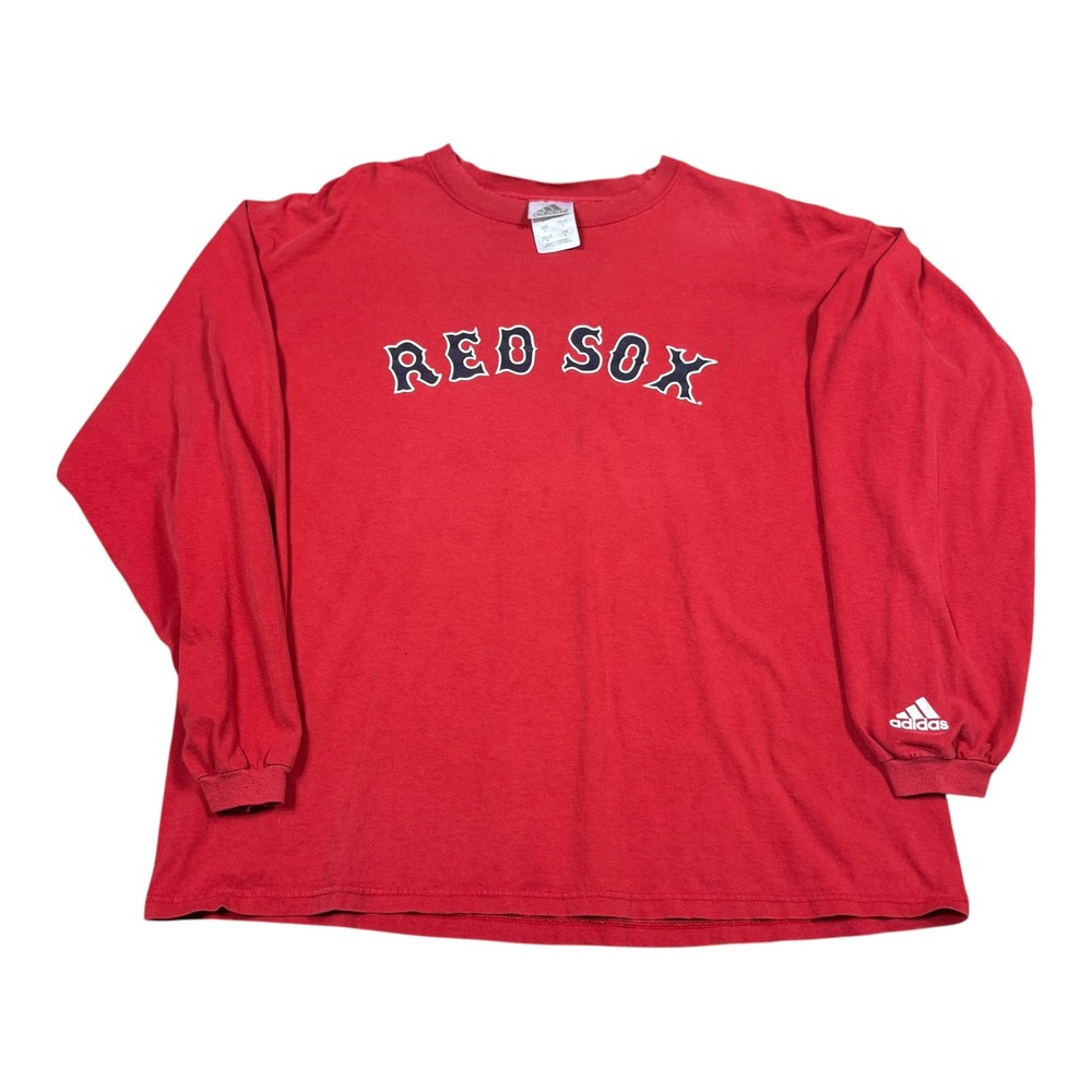 Vintage 2005 Adidas Boston Red Sox Red Long Sleeve Shirt Men's Large FLAWS